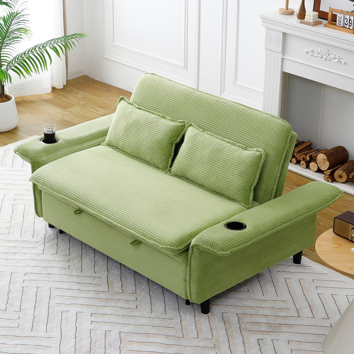 Modern Fabric Multi-Functional Sofa Bed With Adjustable Armrests And Backrests