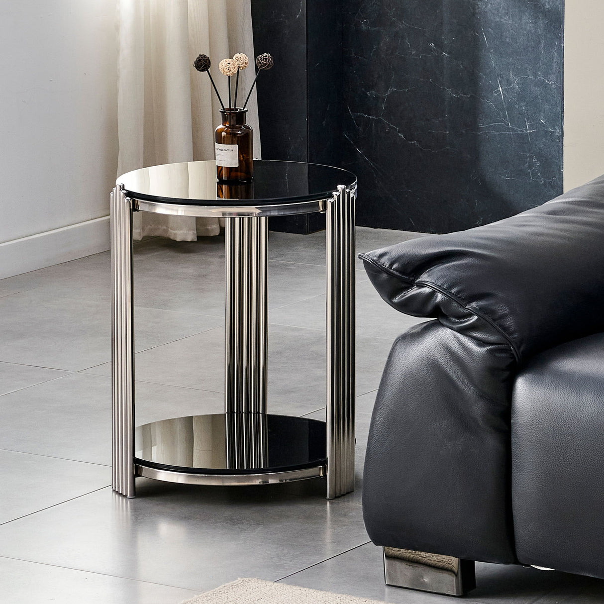 Round Table With Double Layer Storage