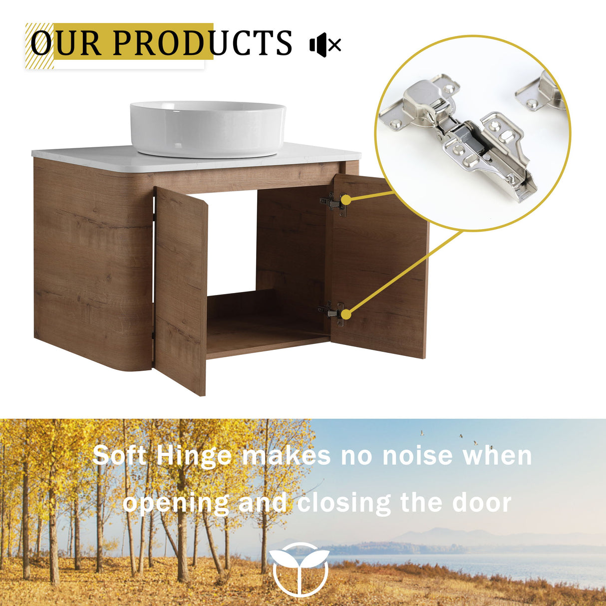Wall Mounted Bathroom Vanity & Art Sink & 1 Soft Close Door
