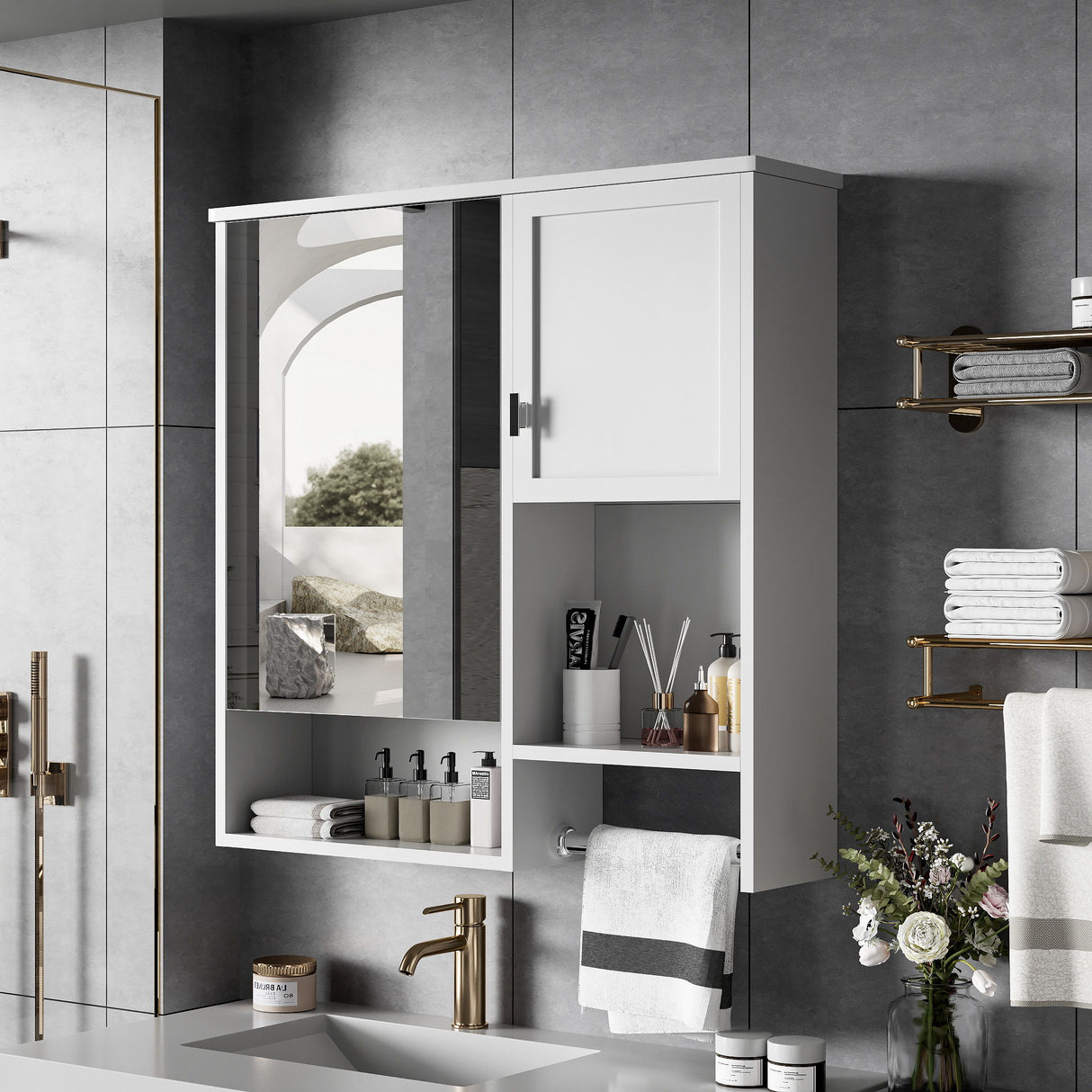 Modern Wall Mounted Bathroom Medicine Cabinet, Bathroom Wall Storage Cabinet With Mirror