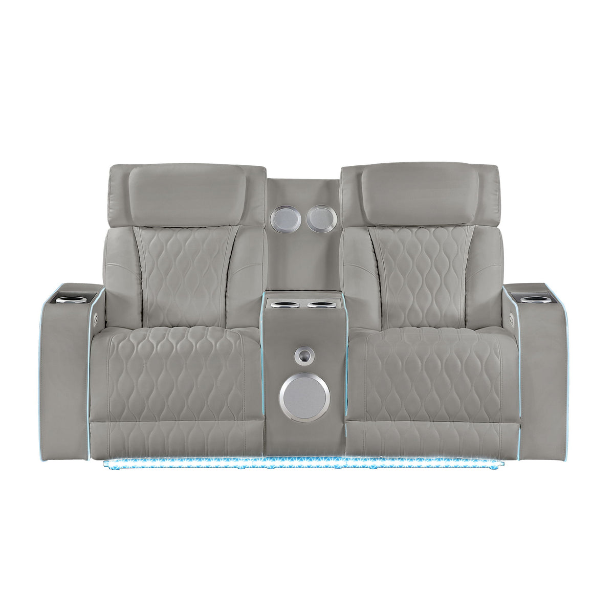 Electra - Power Reclining Loveseat With Power Headrests, Console, Speakers, Massage, LED Lighting And USB Control