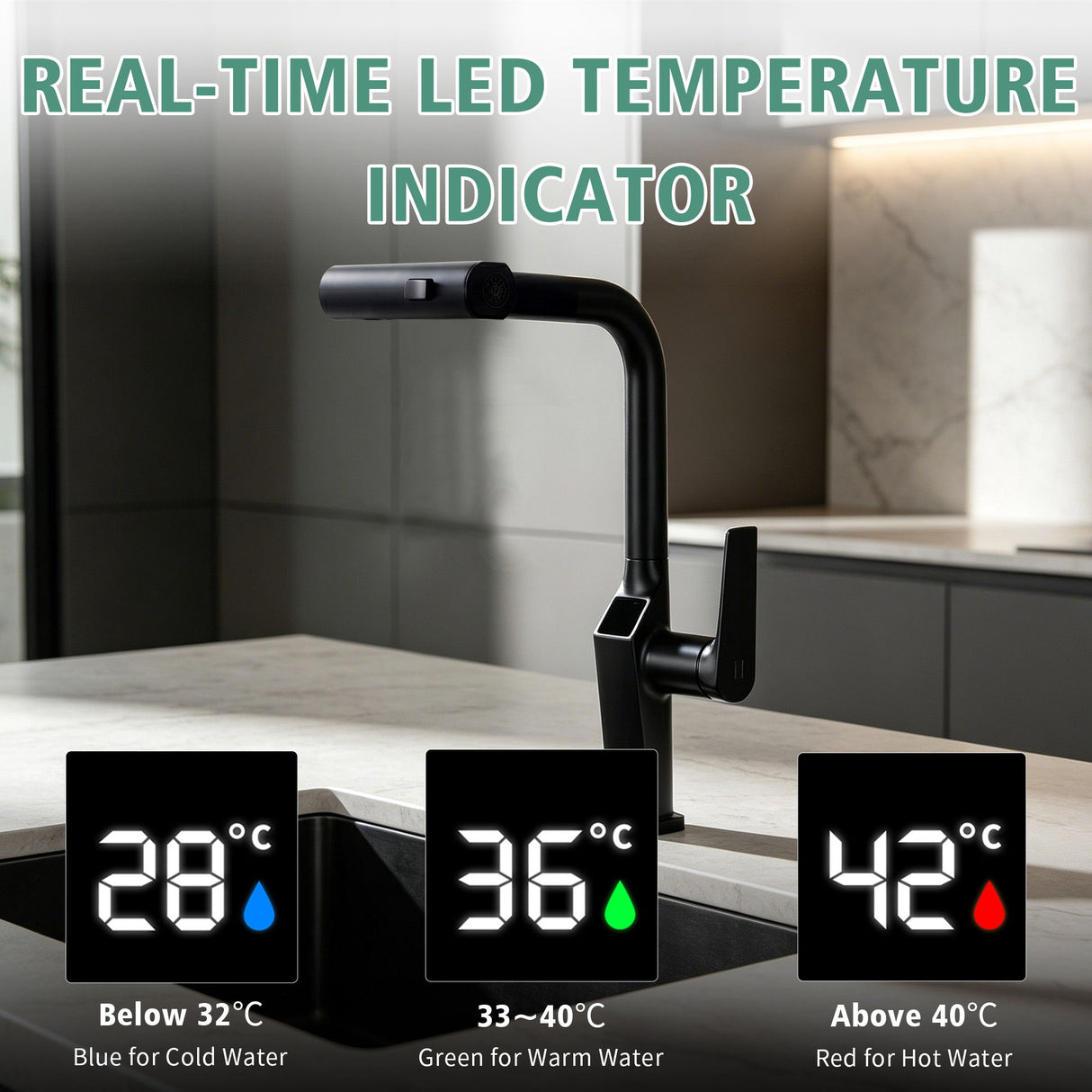 Touchless Kitchen Faucet With LED Display