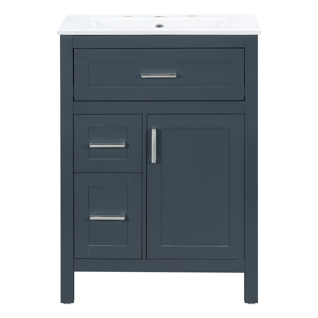 Modern Bathroom Vanity With Sink, Flip Drawer & 2 Drawers, Soft Close Hinges, Adjustable Shelf