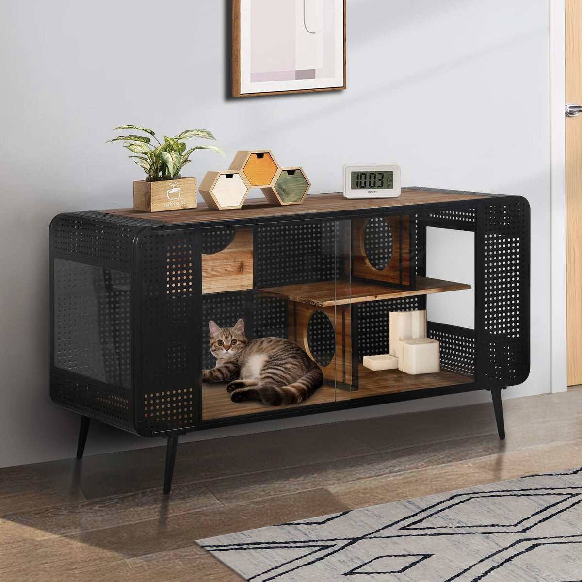 Cat House With Tempered Glass