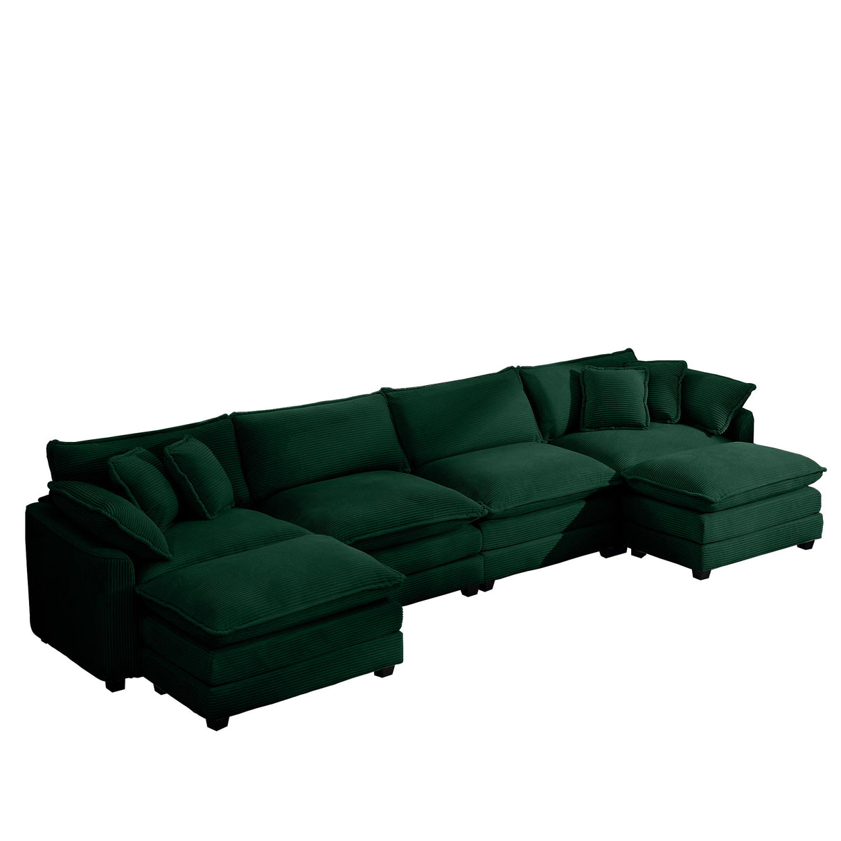 Modern Modular Cushion Sofa With Ottoman, Low Back, Deep Seating Sofa Set