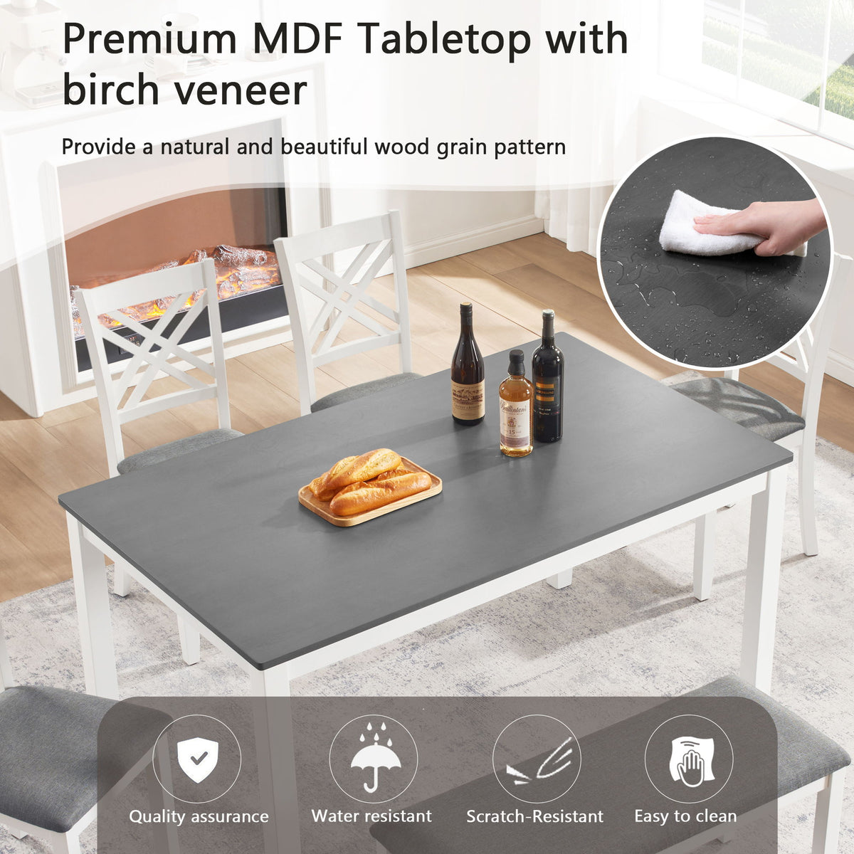 6 Piece Dining Table Set With Bench