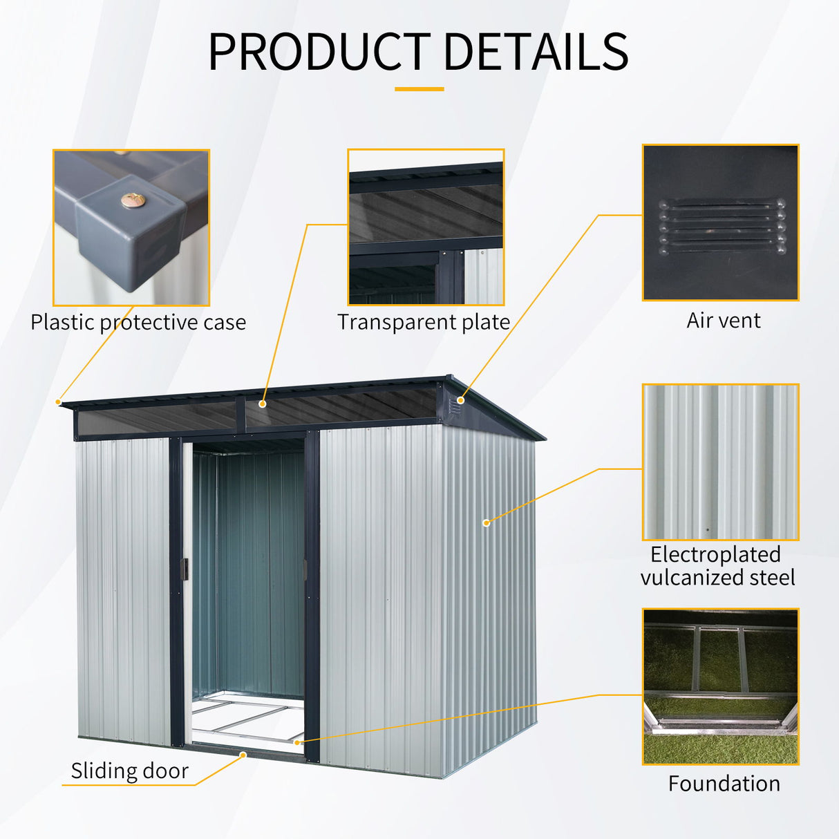 Outdoor Metal Storage Shed Garden Building with Sliding Doors and Foundation