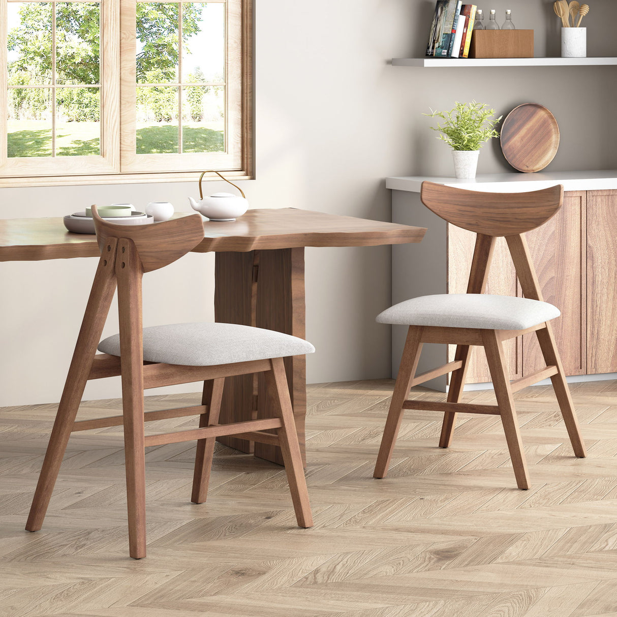 Vida - Dining Chair (Set of 2) With Upholstered Seats - Light Beige