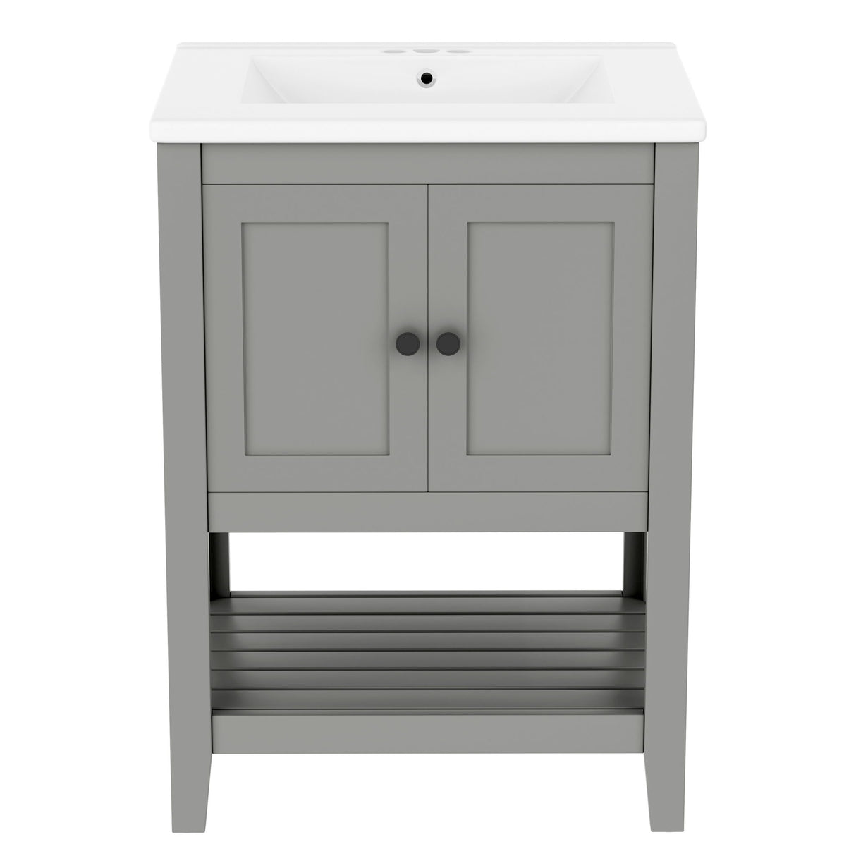Modern Bathroom Vanity With Sink And Open Shelf