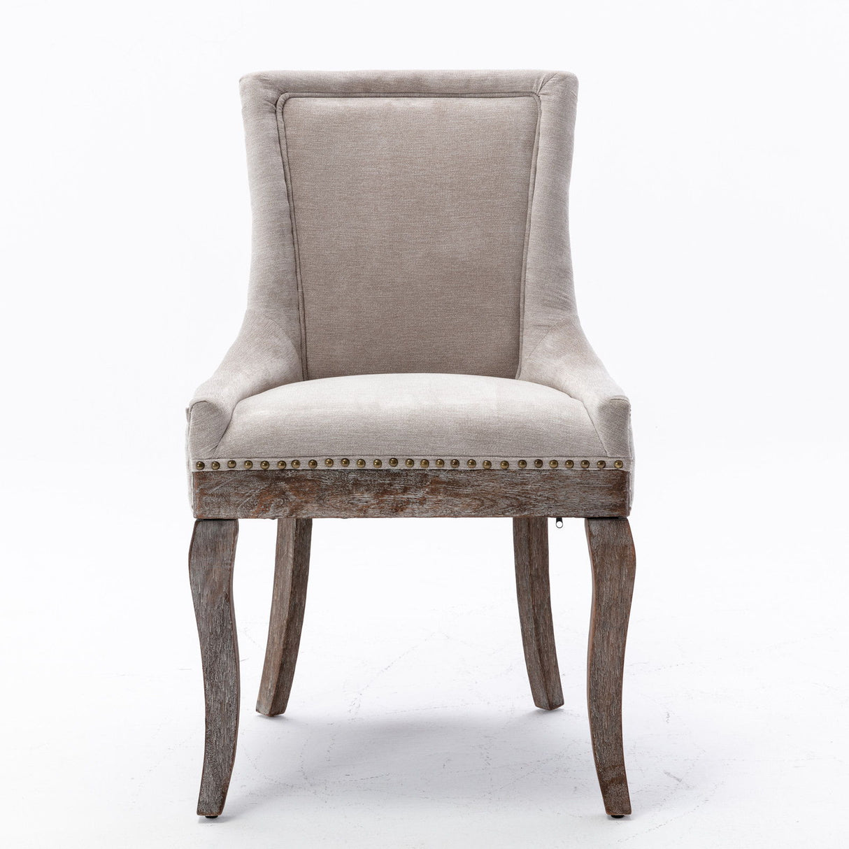 Ultra Side Dining Chair,Thickened Fabric Chairs With Neutrally Toned Solid Wood Legs, Bronze Nail Head (Set of 2) - Chair Sets - Alpine Outlets