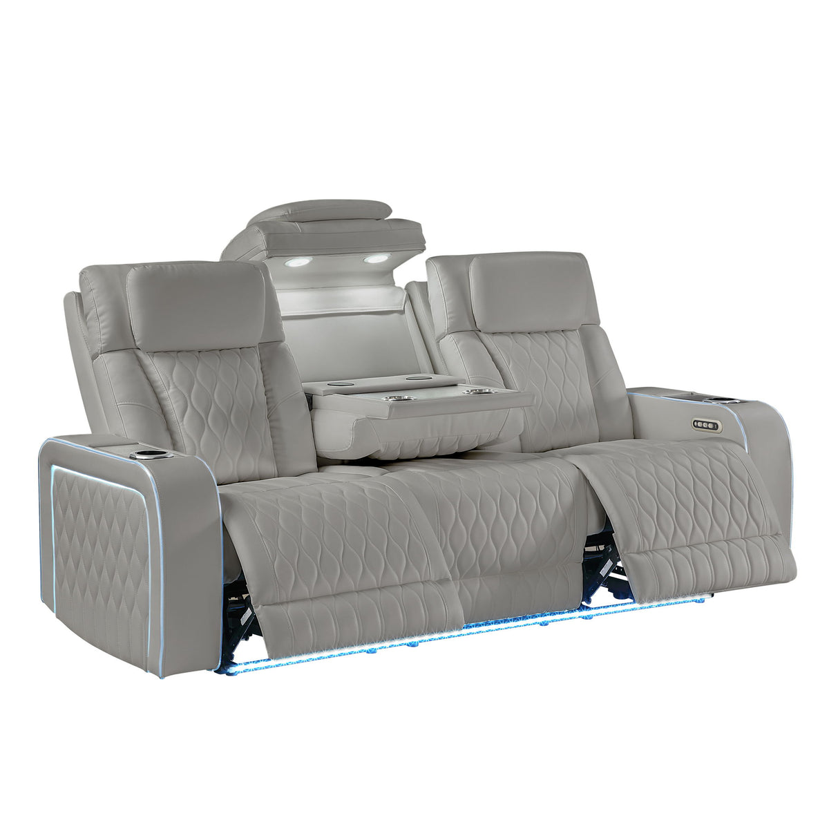 Electra - 3 Piece Power Reclining Sofa, Loveseat And Recliner Set With Power Headrests, Massage And LED Lighting