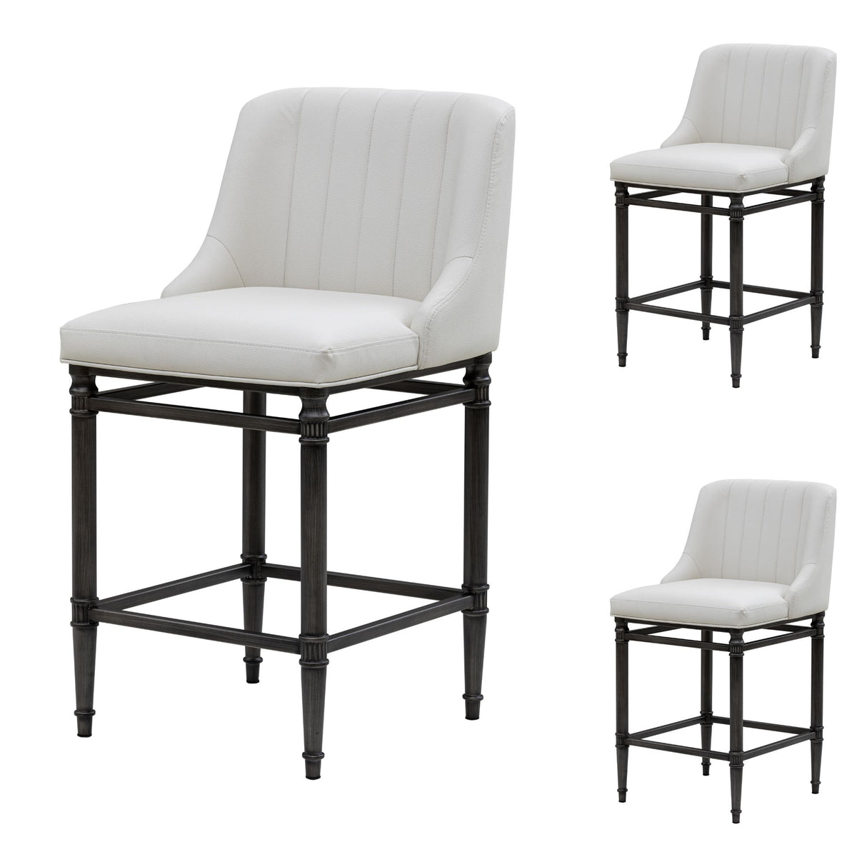 Marvin - Steel Frame Faux Leather Upholstered Counter Height Barstool