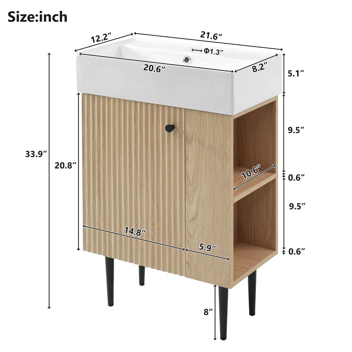 Bathroom Vanity, Combo Cabinet, Bathroom Storage Cabinet, Single Ceramic Sink
