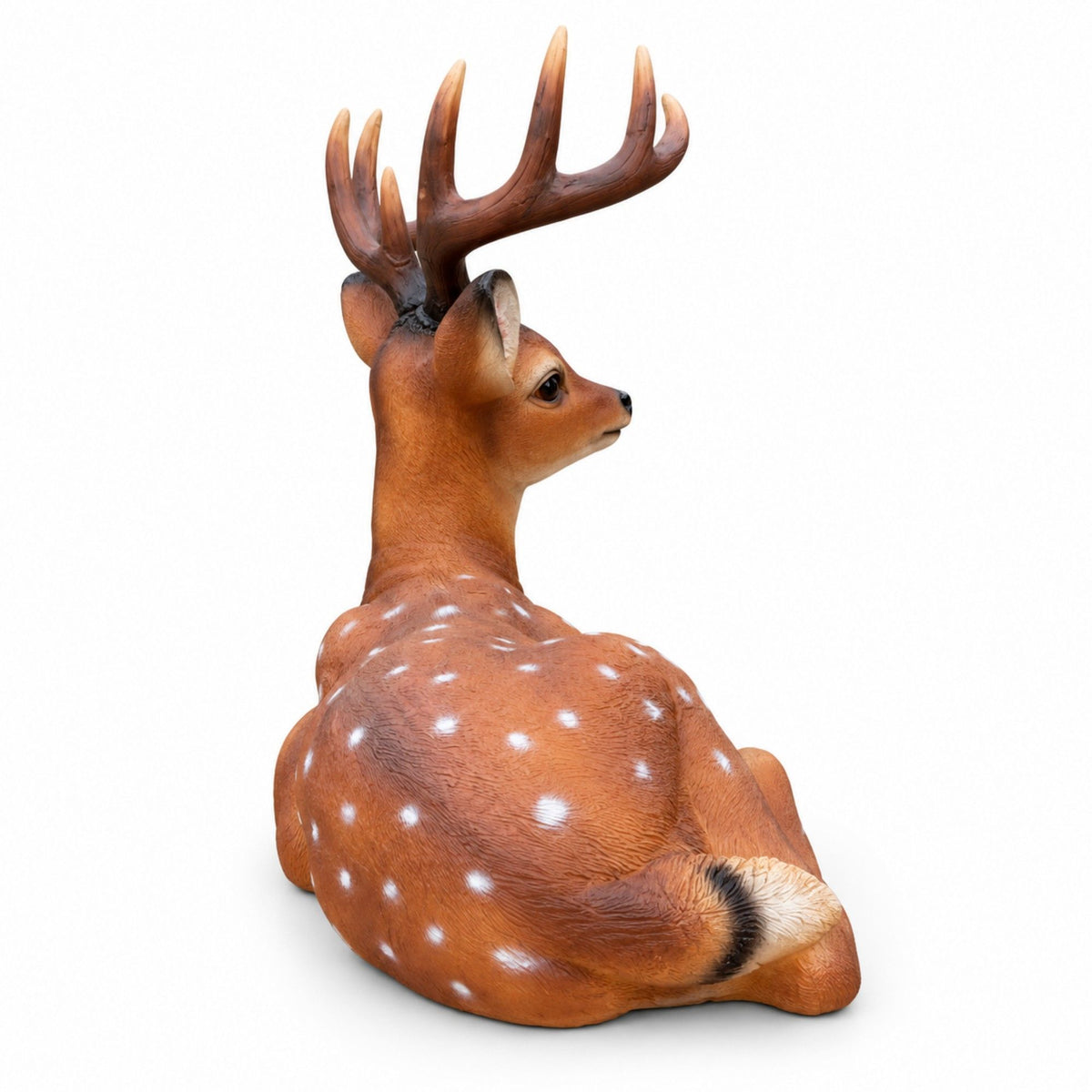 Lying Deer Garden Statue, Buck Sculpture With Detachable Antlers For Outdoor Decor - Brown