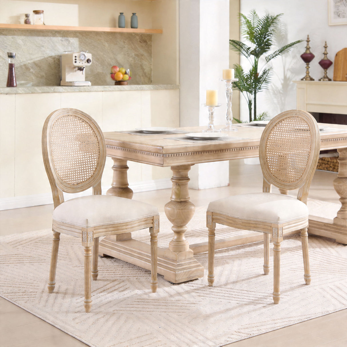 French Country Dining Chairs & Round Back (Set of 2)