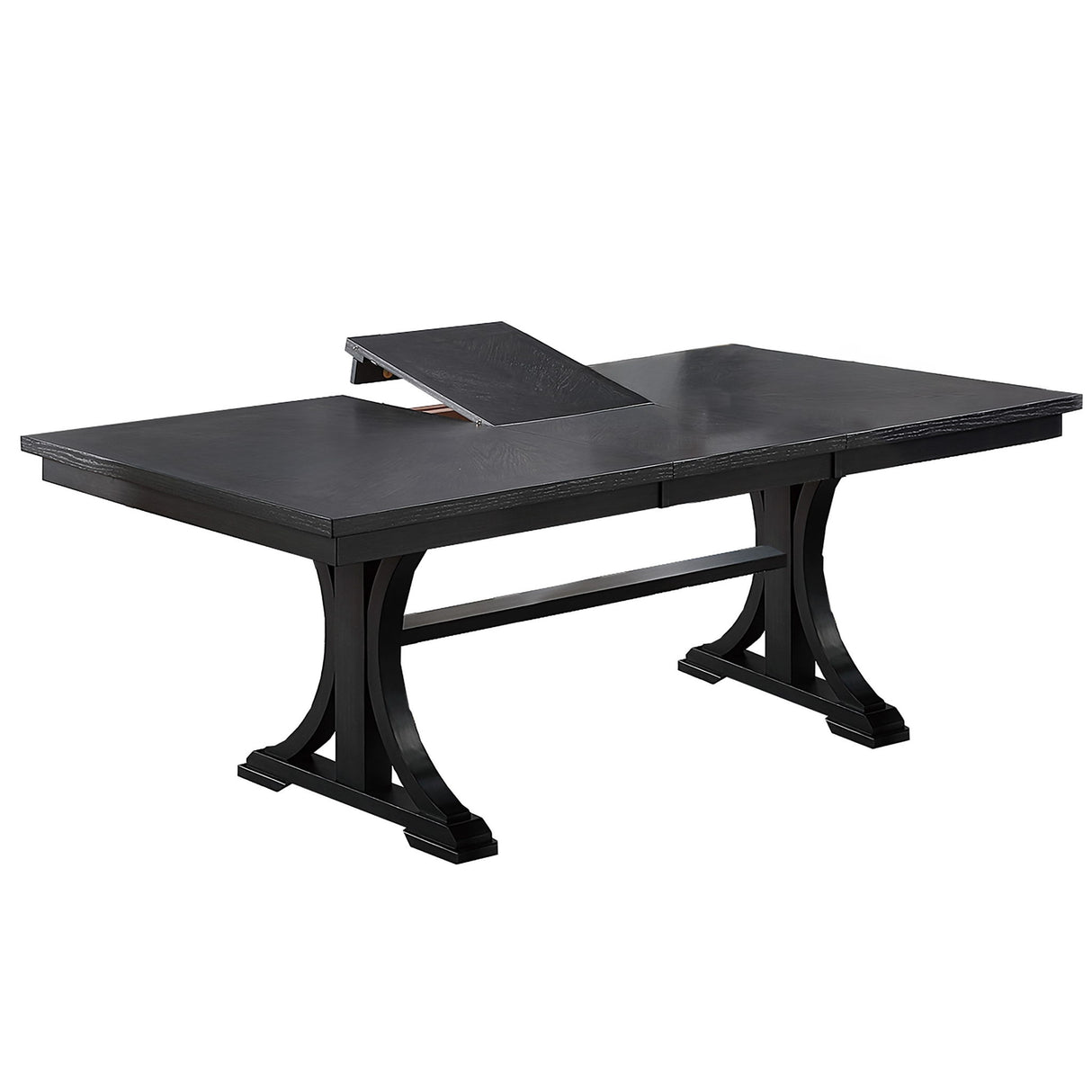 7 Piece Dining Set, Table And 6 Side Chairs, Table With Trestle Base - Black / Charcoal / White