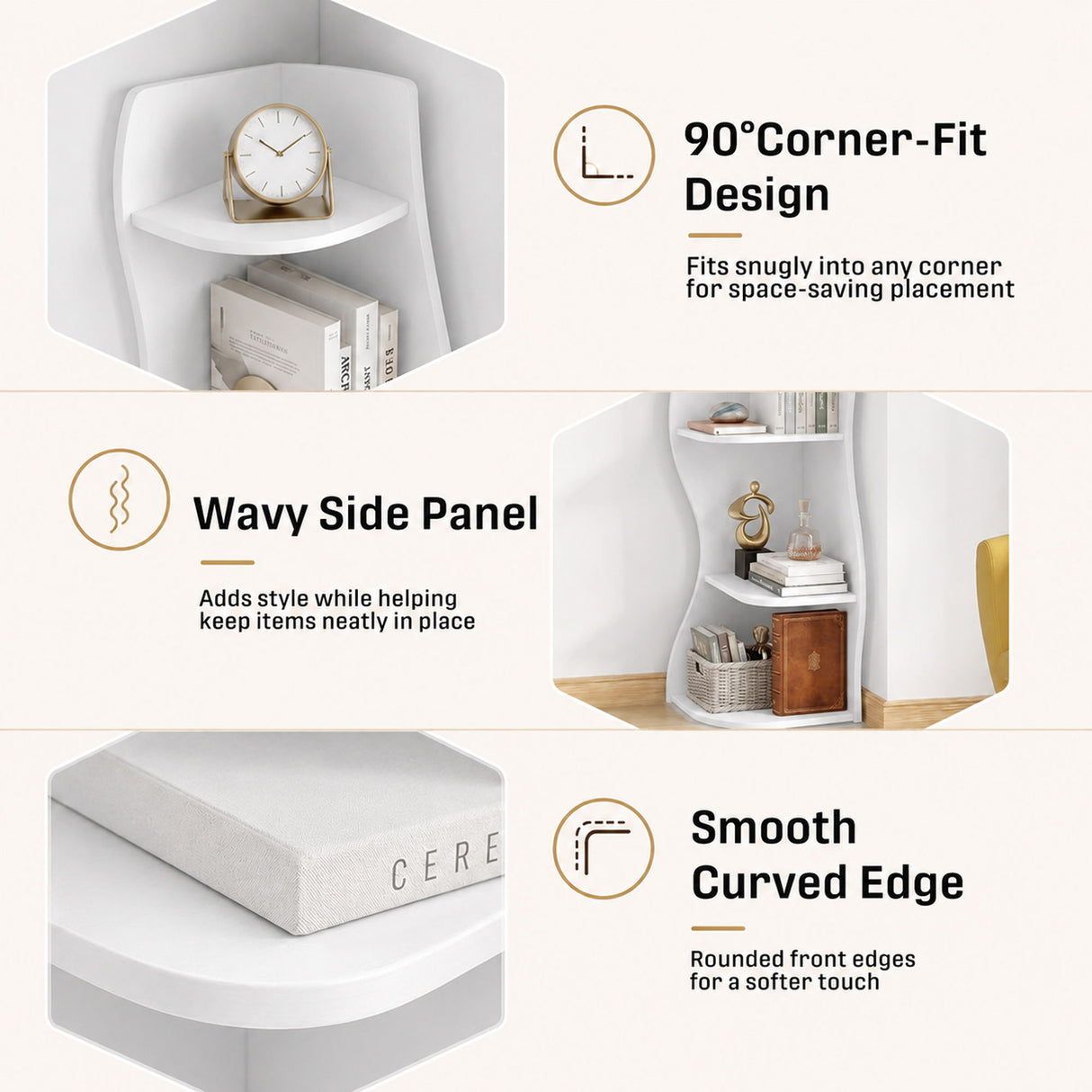 5 Tier S - Shaped Corner Shelf For Living Room