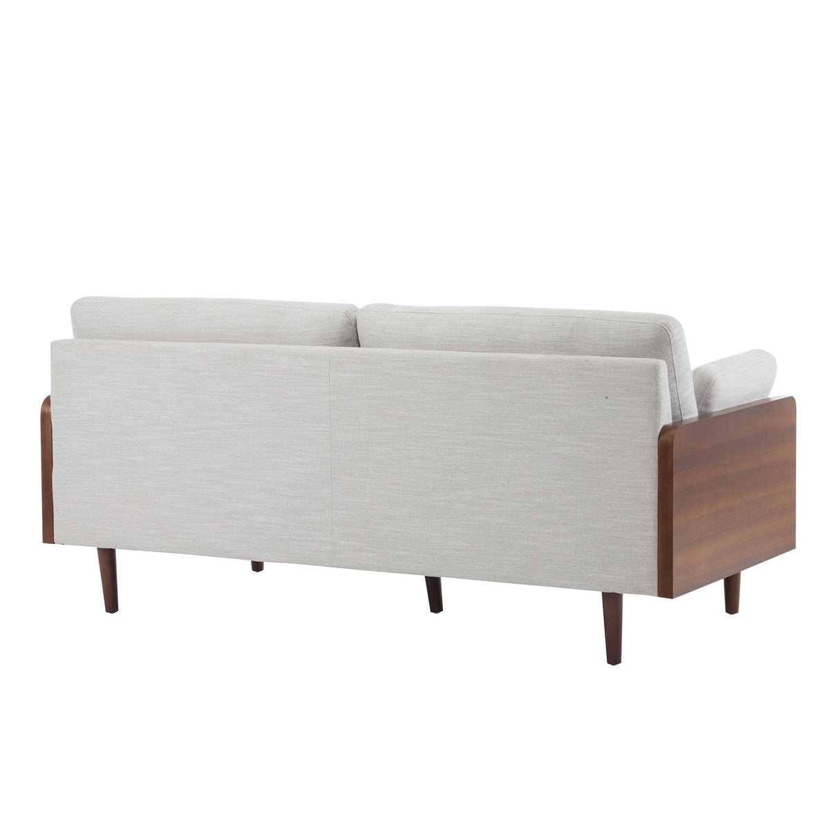 Sofa With Wood Sides And Rounded Legs - Beige