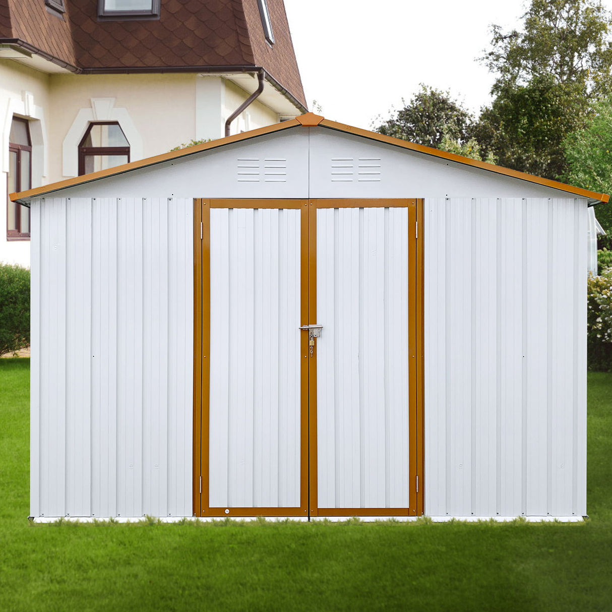 Garden Shed Outdoor Storage Building Waterproof Metal Frame 10x12ft