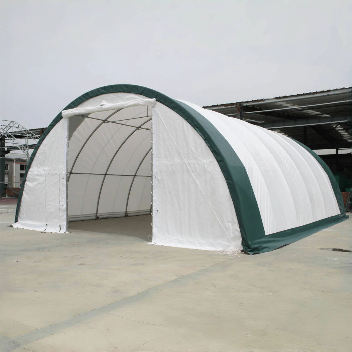 Single Truss Arch Storage Shelter Garden Building Steel Frame White Green