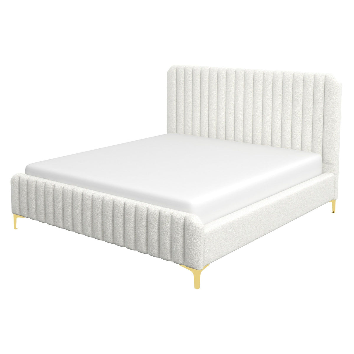 Valery - King Size Platform Bed - Cream