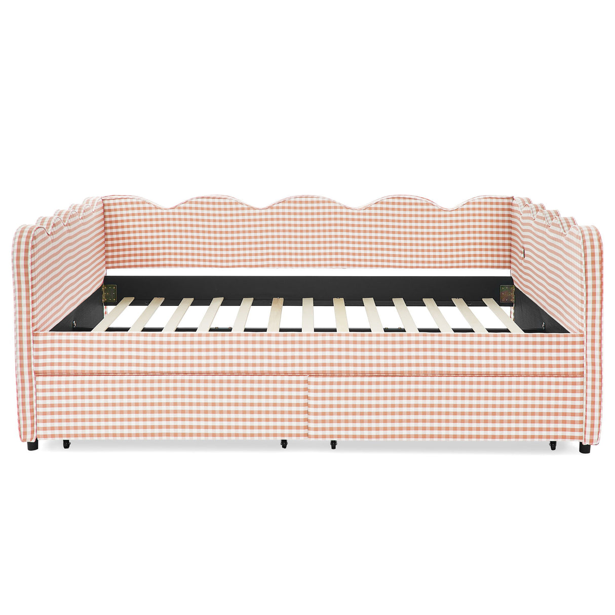 Gingham Daybed With USB Charging Port, Wave-Shaped Design