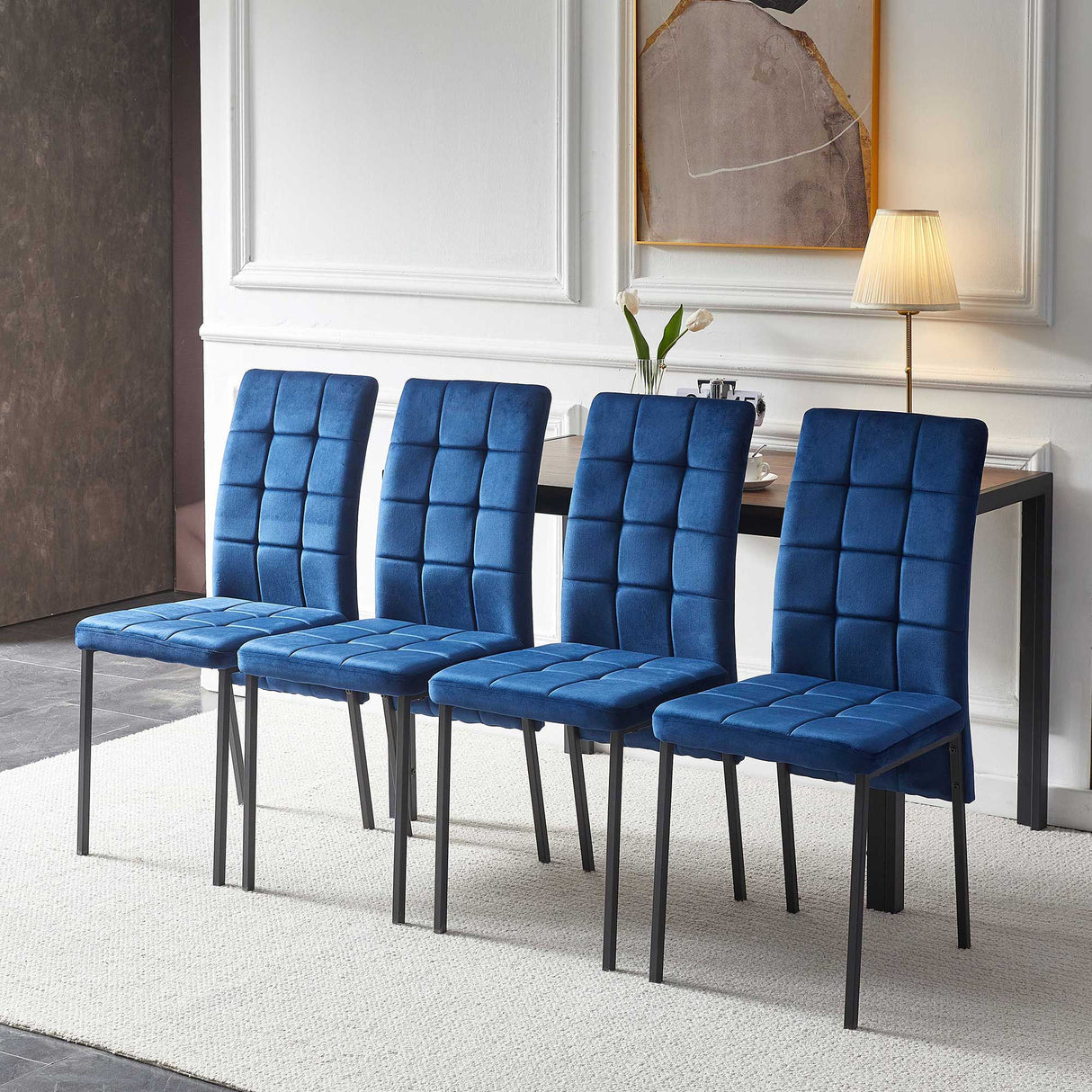 5 Piece Dining Set Including High Back Nordic Dining Chair & Creative Design Dining Table