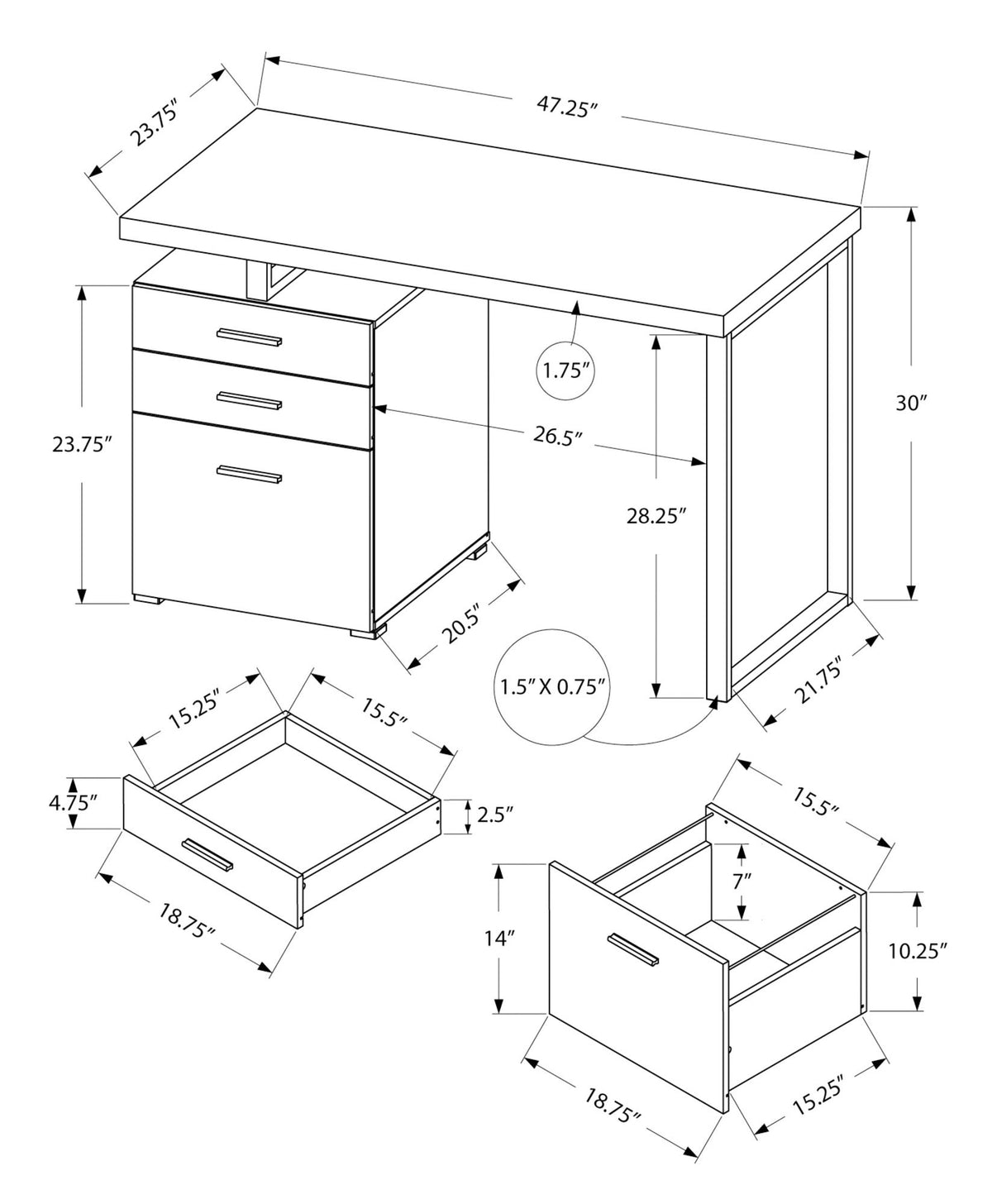 Computer Desk For Home Office, Laptop, Left, Right Set - Up, Storage Drawers - White