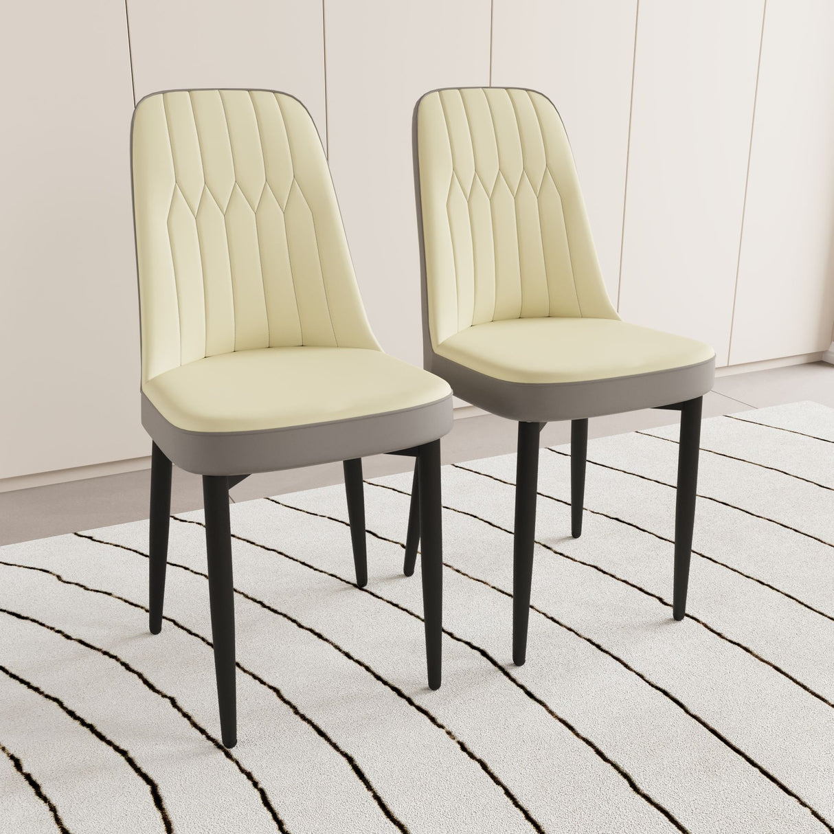 Modern Dining Chair With Cushions And Metal Legs
