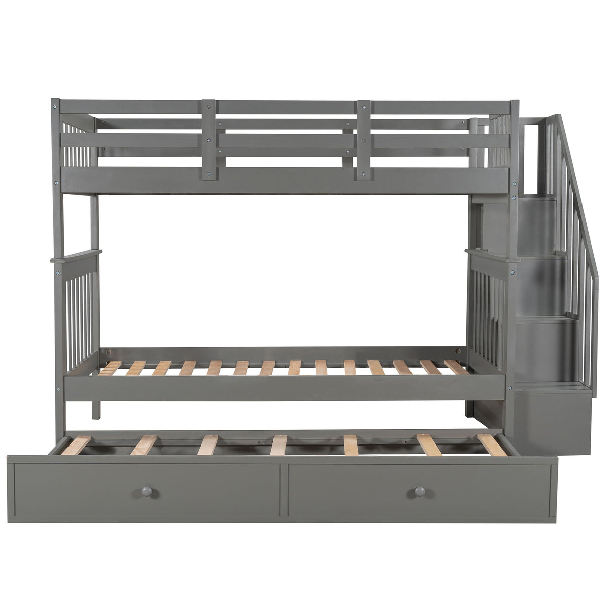 Stairway Bunk Bed & Storage And Guard Rail For Bedroom