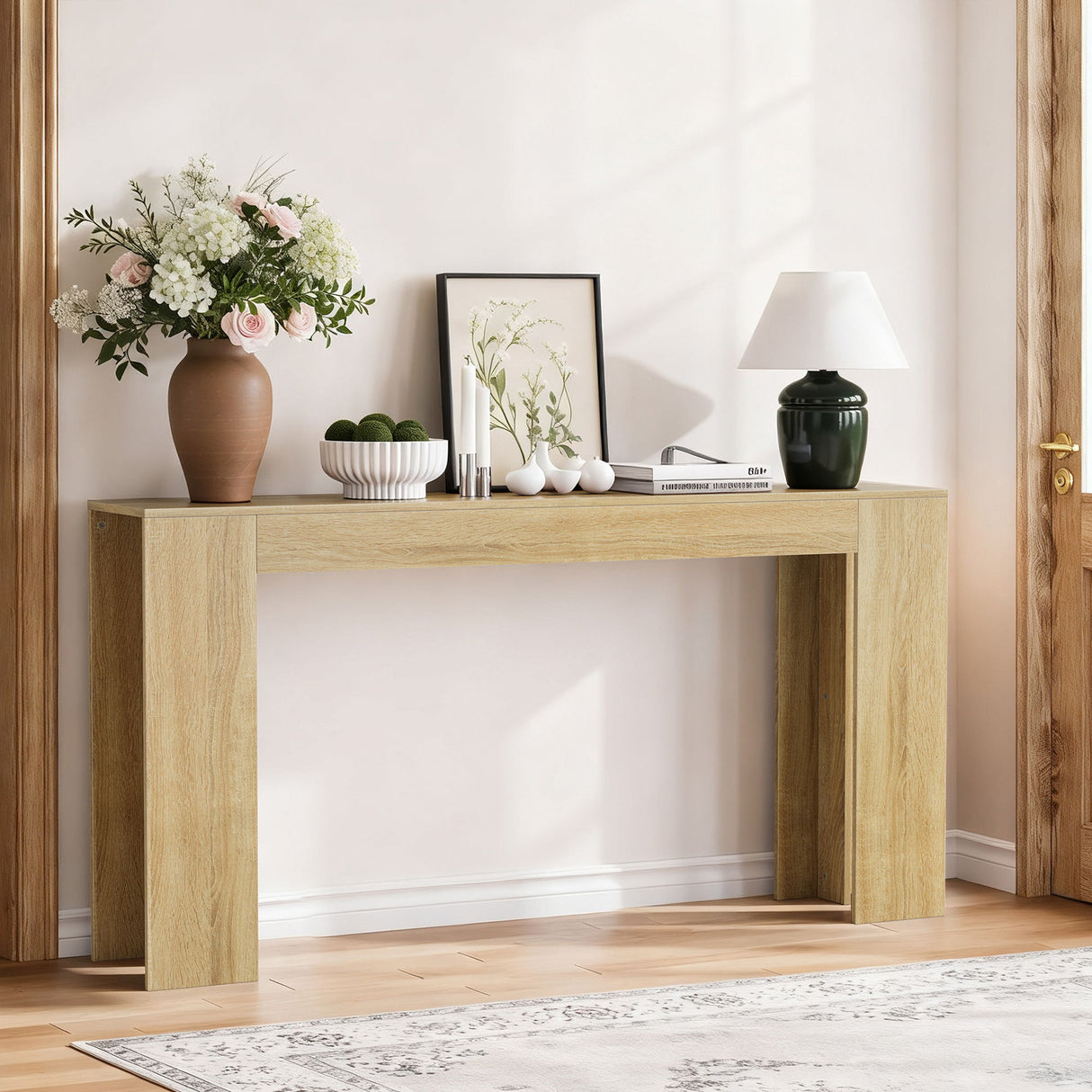 Farmhouse Style Extra Long Walnut Console Table