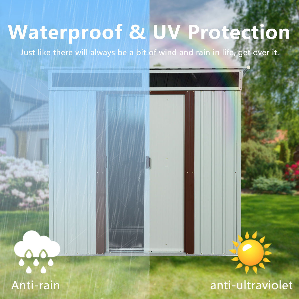 Outdoor Metal Storage Shed With Window - White