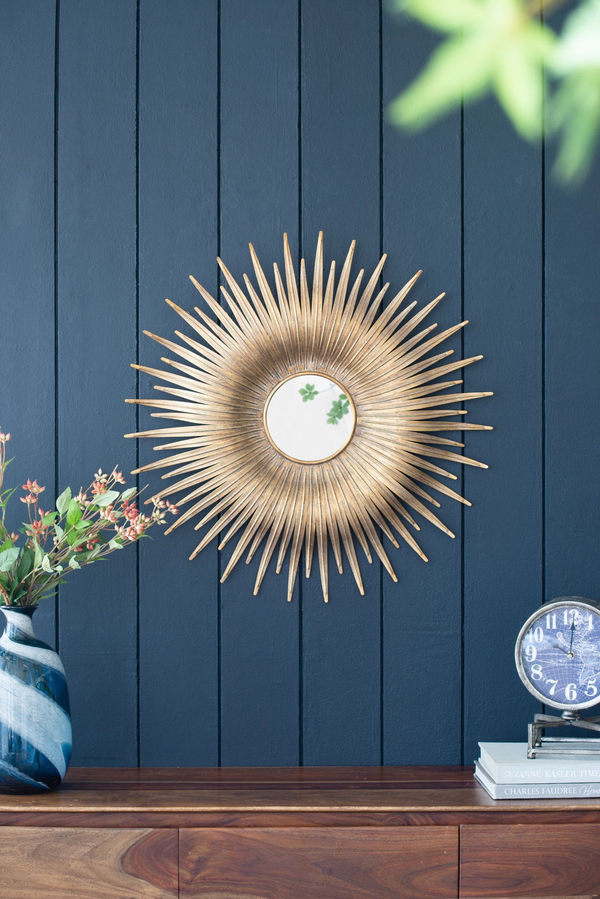 Retro DesignSunburst Metal Wall Mirror Decorative Mirror For A Bedroom Dressing Room, Hallway Or Living Space - Gold - Wall Mirrors - Alpine Outlets