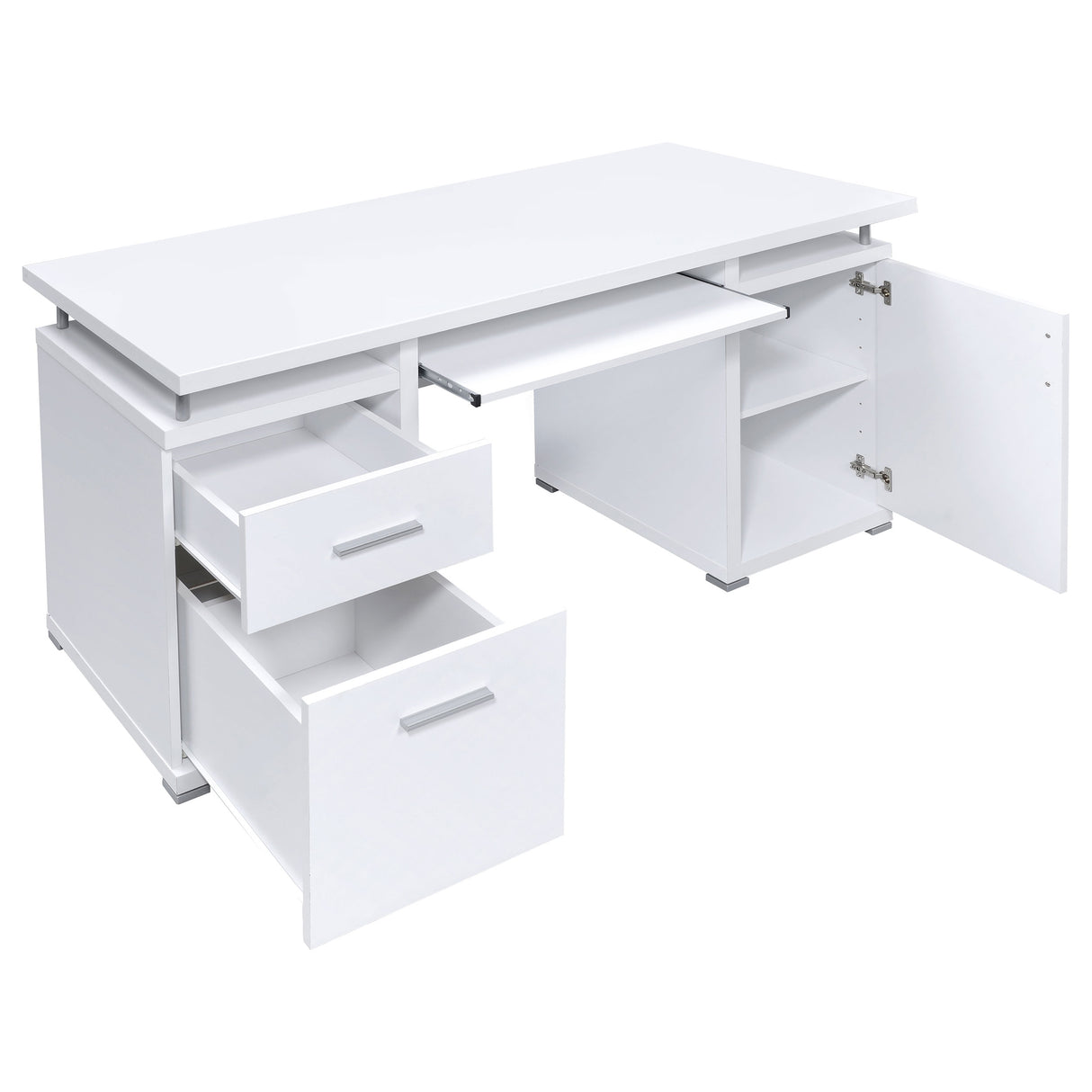 Tracy 55-Inch 2-Drawer Office Computer Desk White