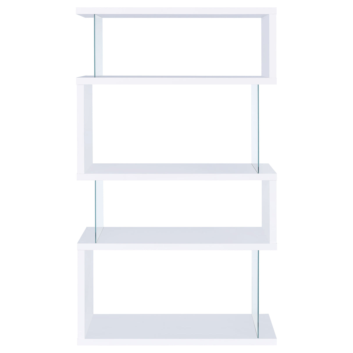 Emelle 63-Inch 4-Shelf Glass Panel Bookshelf in White
