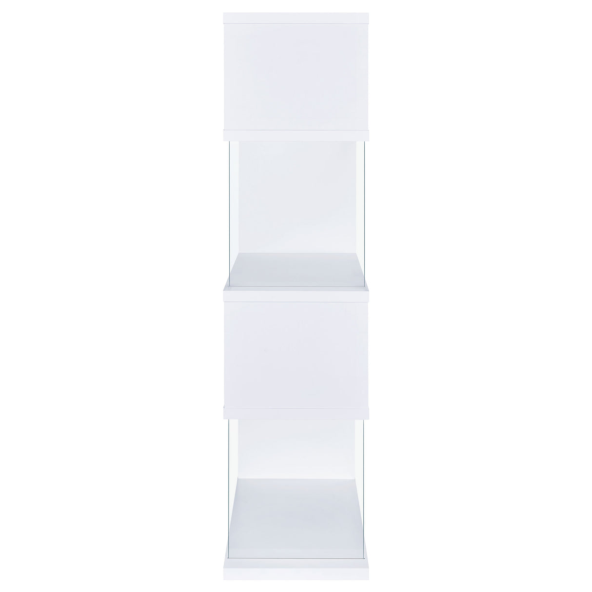 Emelle 63-Inch 4-Shelf Glass Panel Bookshelf in White