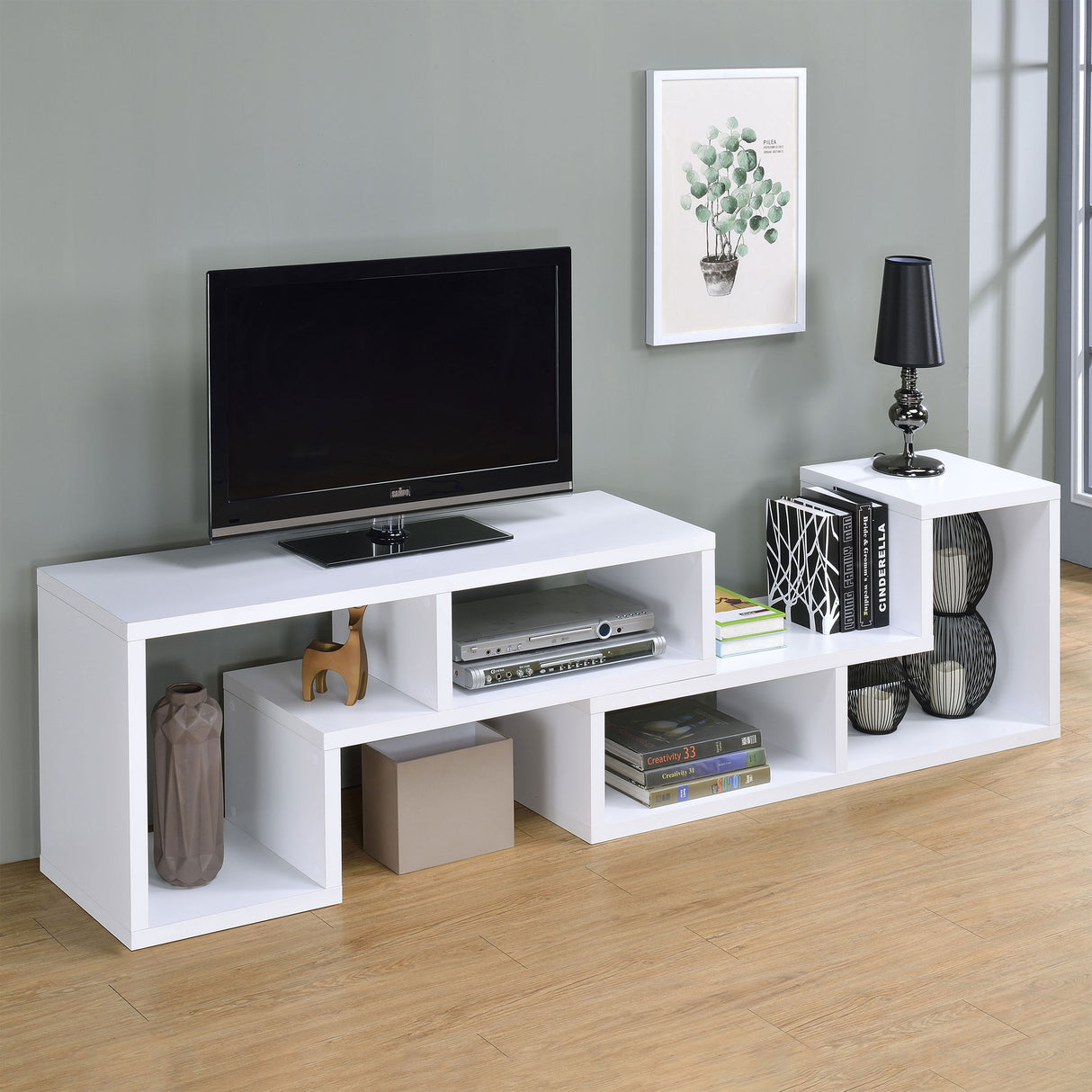 Velma White Multipurpose TV Stand and Bookshelf