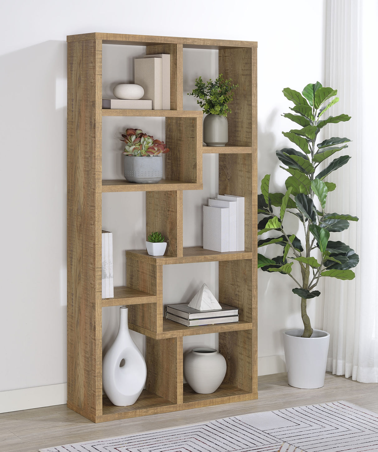 Theo 71-Inch 6-Shelf Bookshelf in Mango