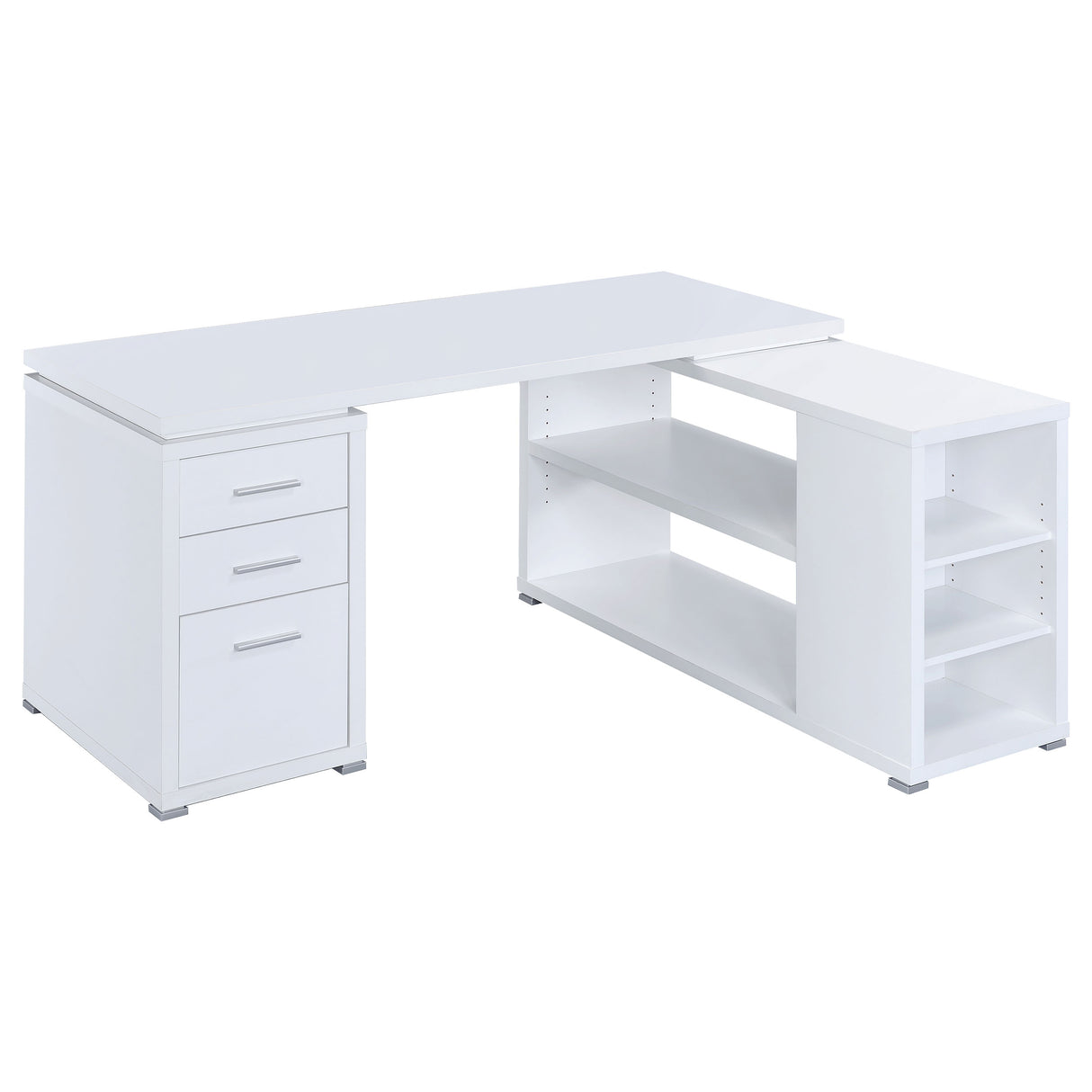 Yvette 60-Inch L-Shape Computer Desk in White