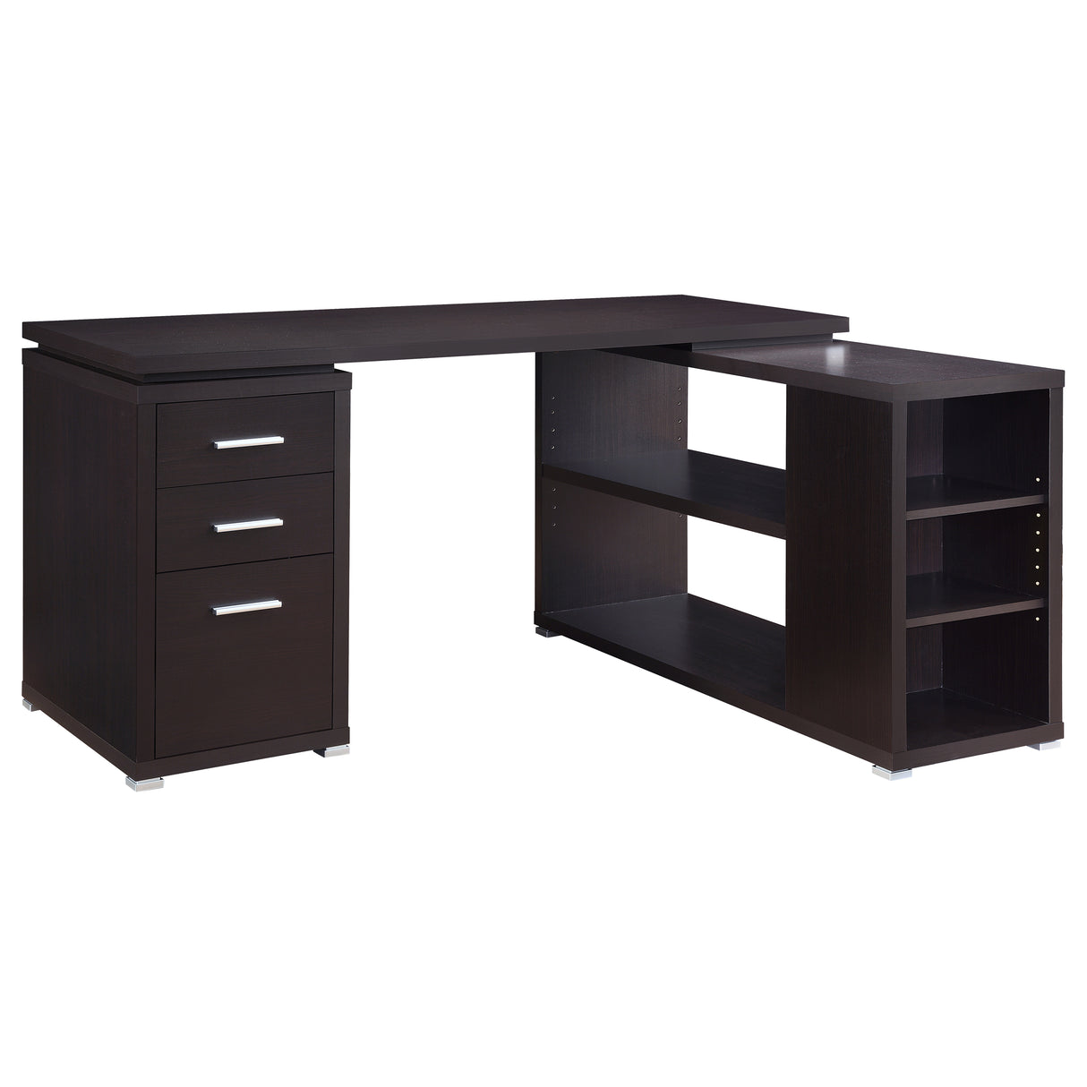 Yvette 60-Inch L-Shape Computer Desk in Cappuccino