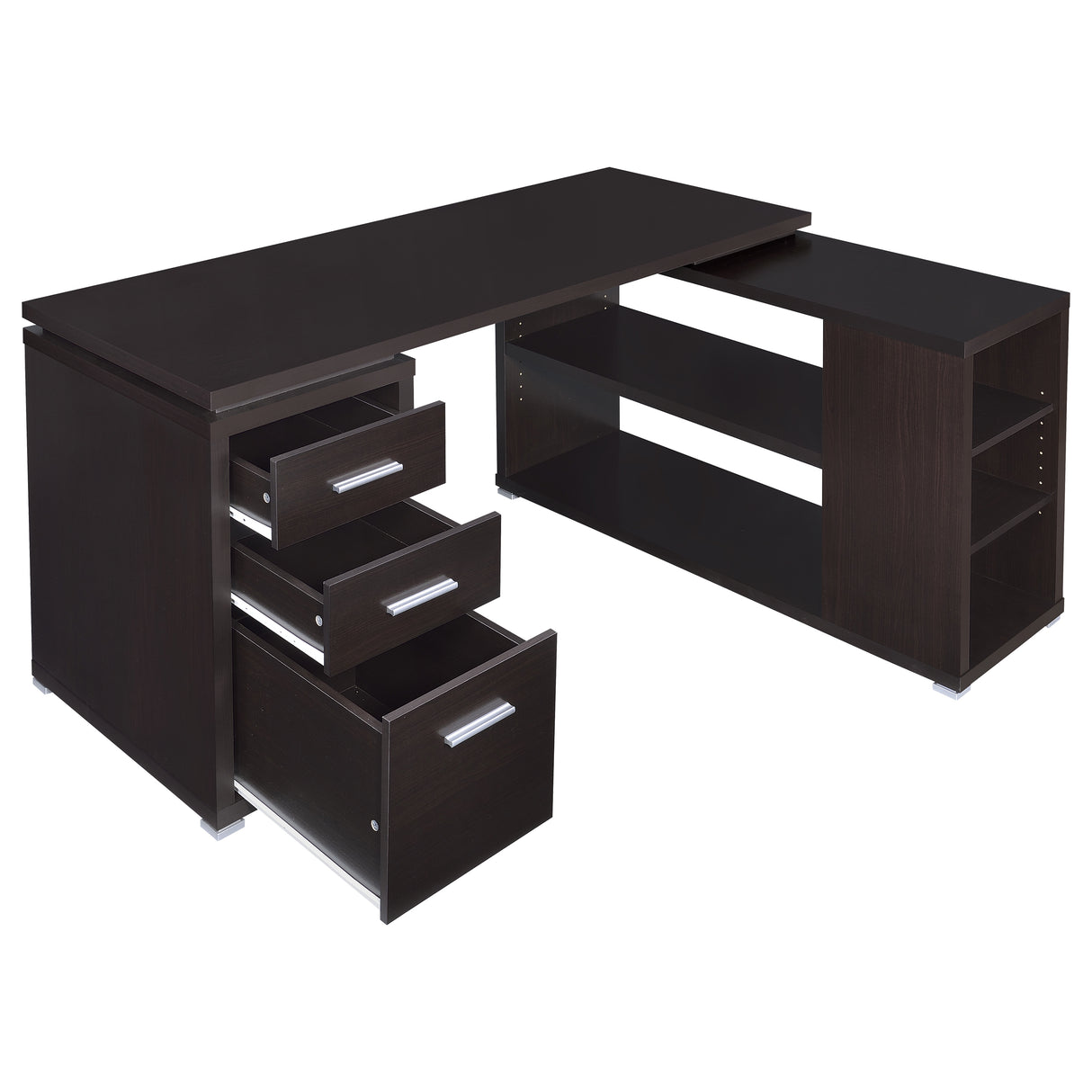 Yvette 60-Inch L-Shape Computer Desk in Cappuccino