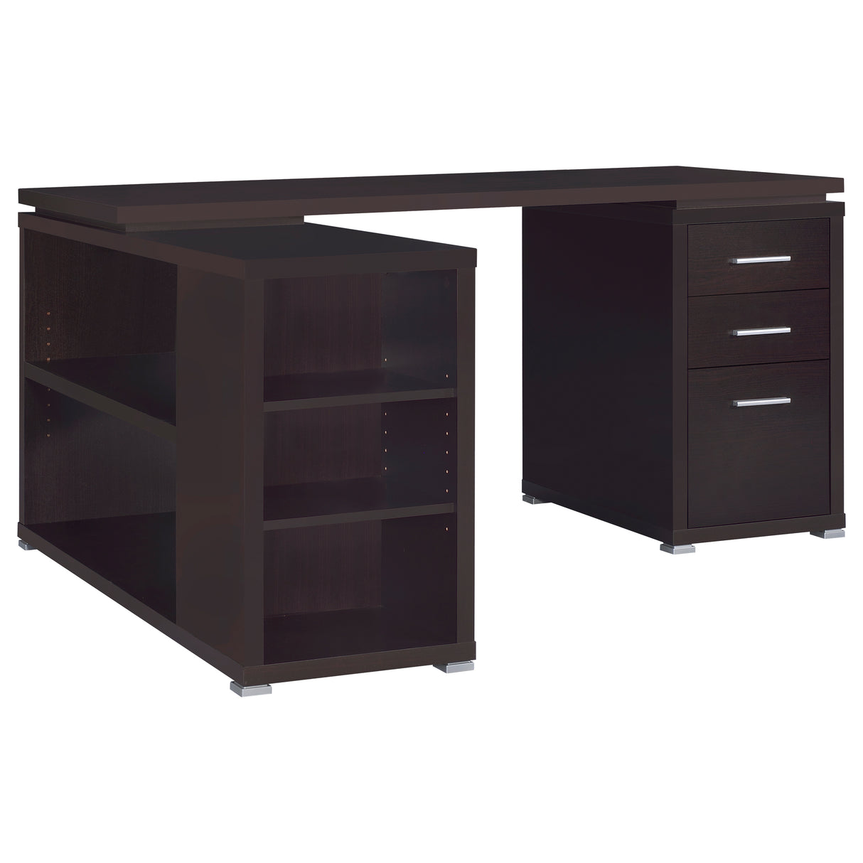 Yvette 60-Inch L-Shape Computer Desk in Cappuccino