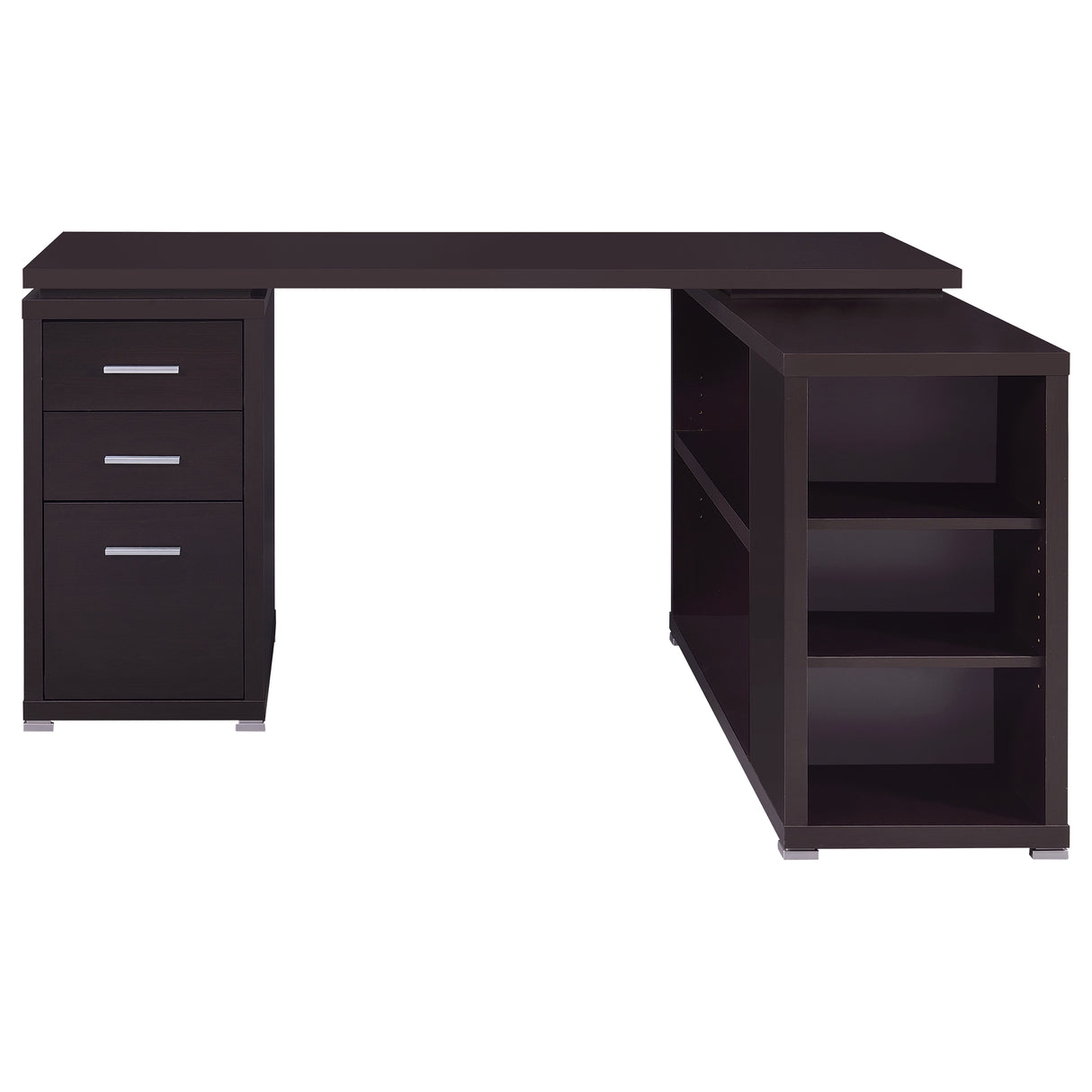 Yvette 60-Inch L-Shape Computer Desk in Cappuccino
