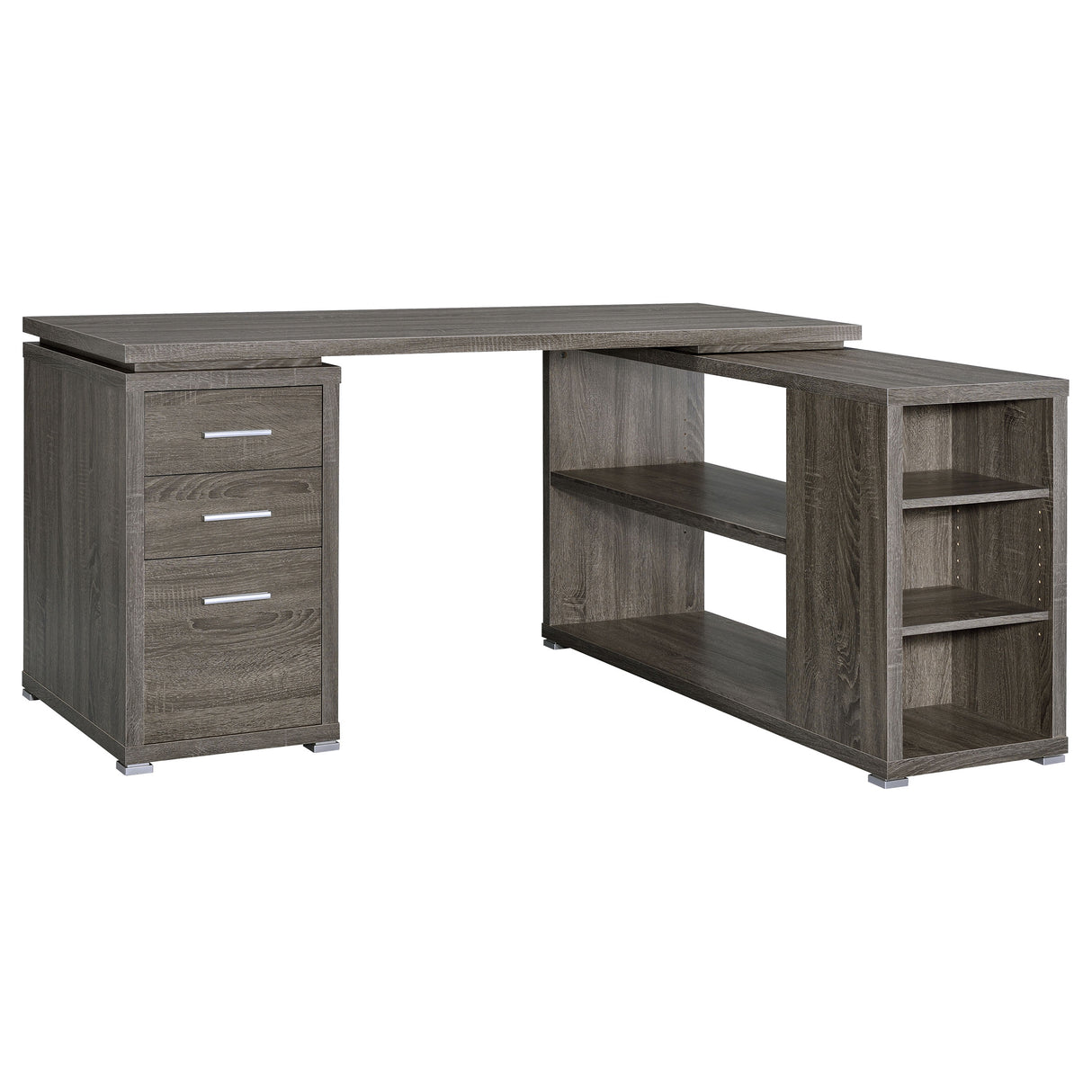 Yvette 60-Inch L-Shape Computer Desk, Weathered Grey