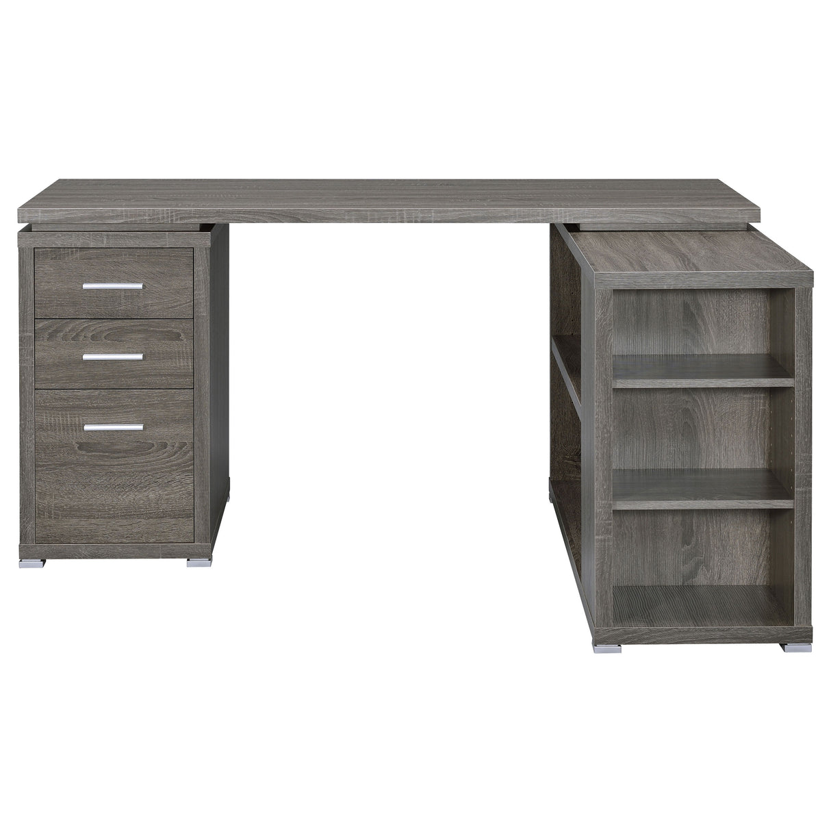 Yvette 60-Inch L-Shape Computer Desk, Weathered Grey
