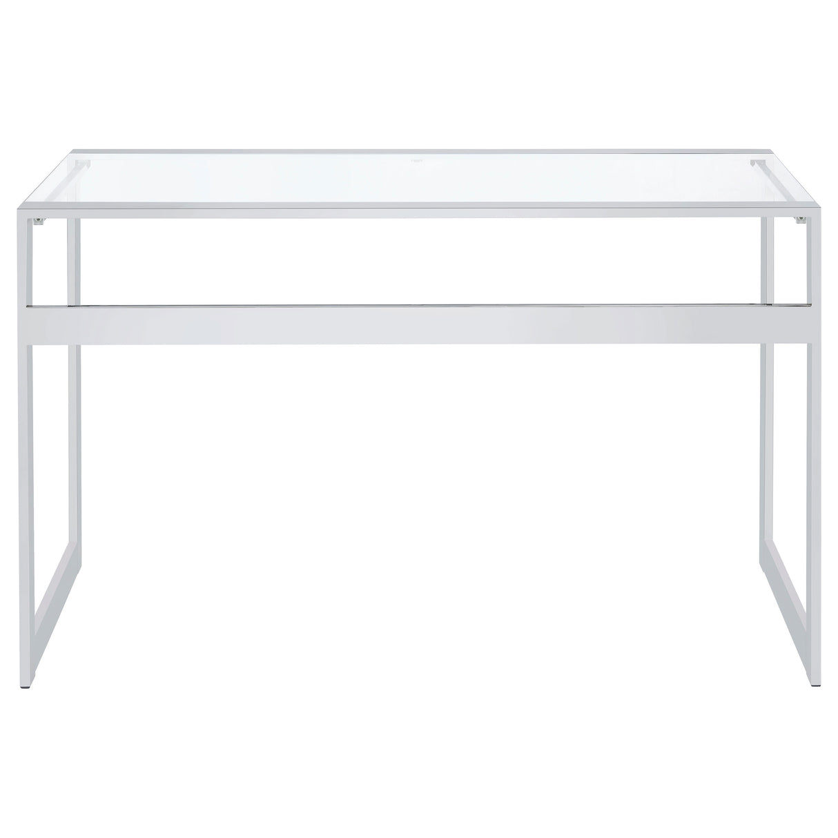 Hartford 47-Inch Glass Top Writing Desk Chrome