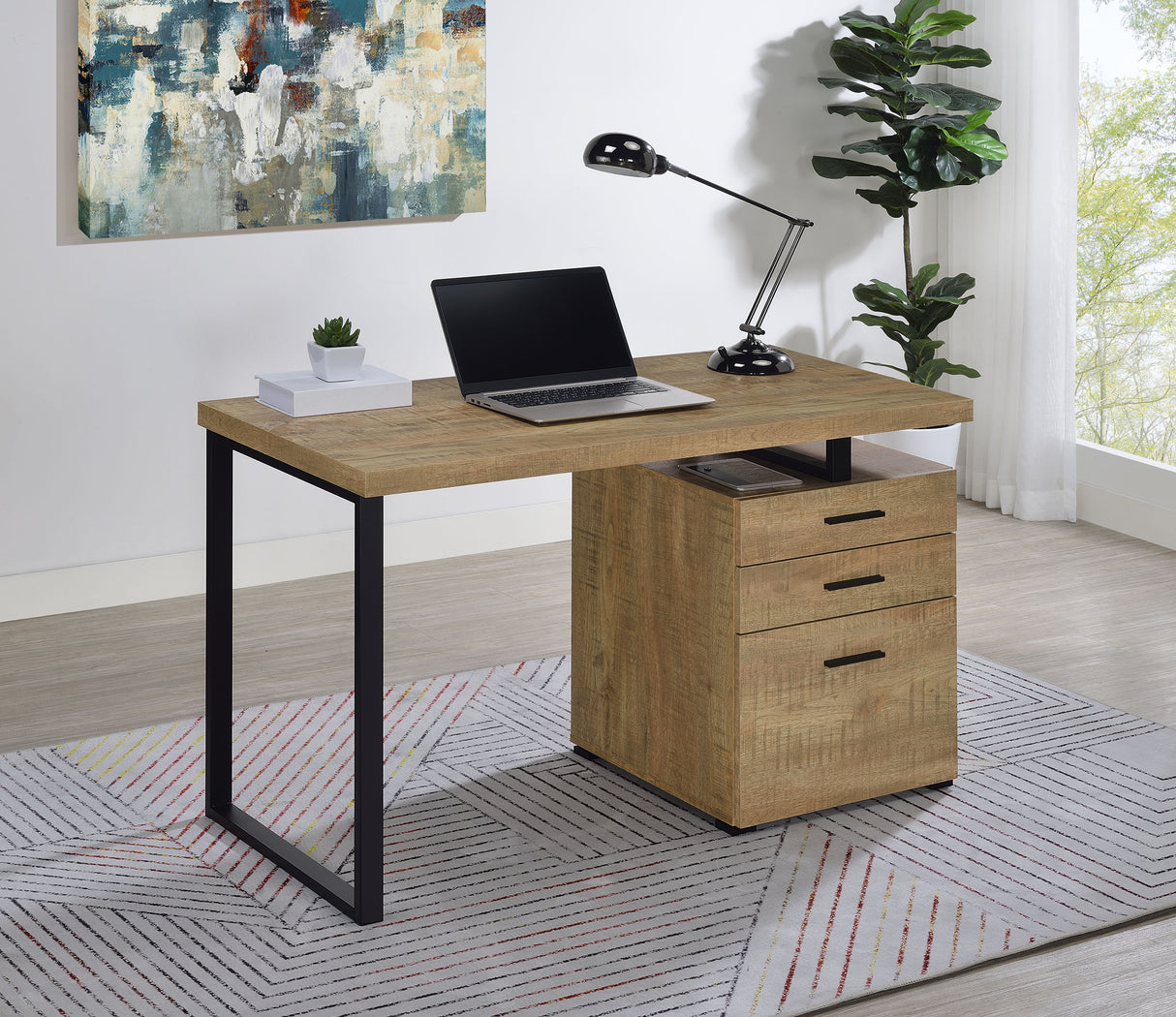 Brennan 47-Inch 3-Drawer Office Computer Desk, Mango