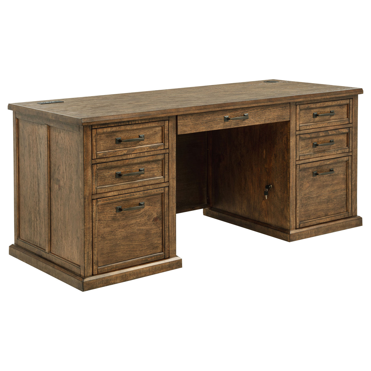 Altidore 68-Inch 7-Drawer Executive Desk in Distressed Brown