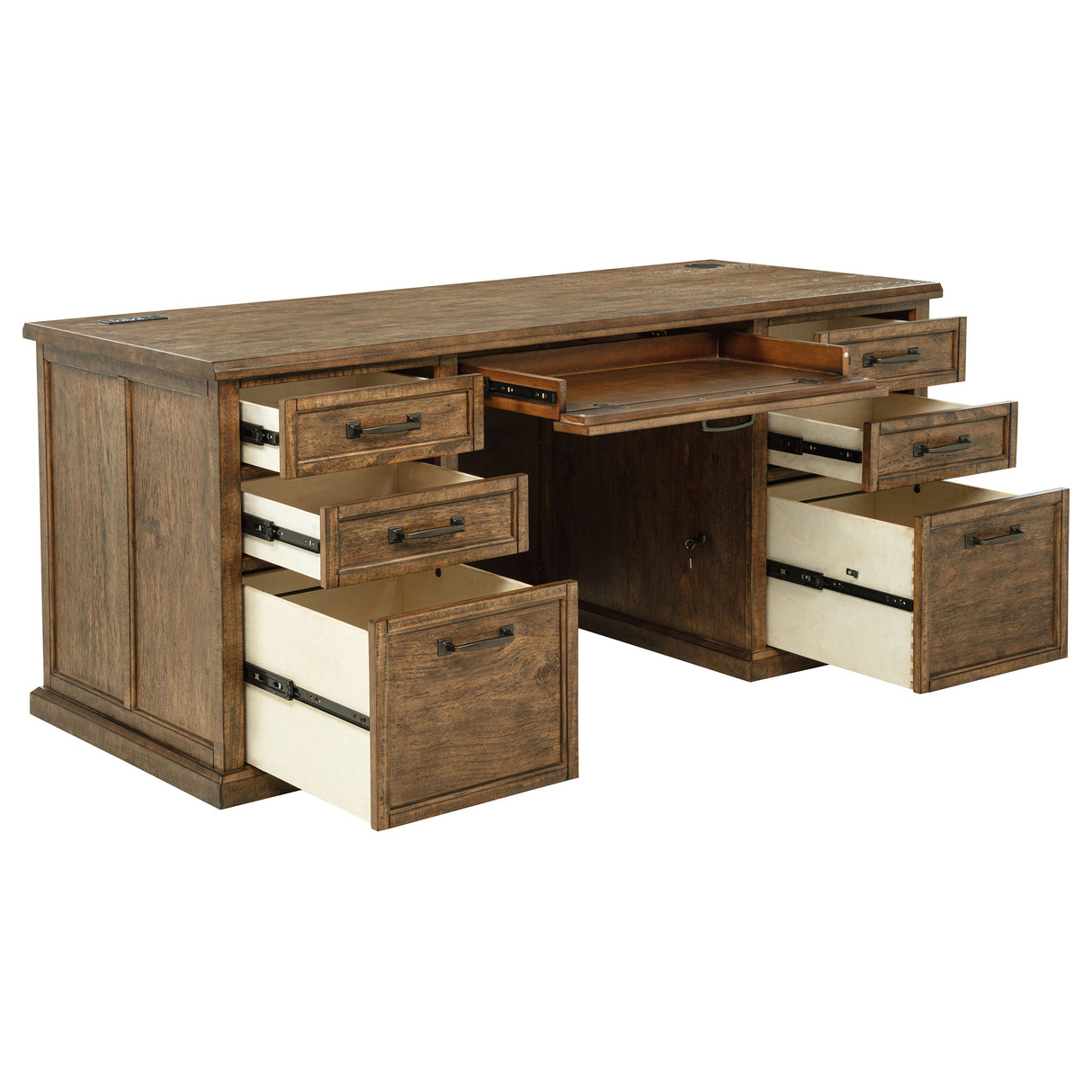 Altidore 68-Inch 7-Drawer Executive Desk in Distressed Brown