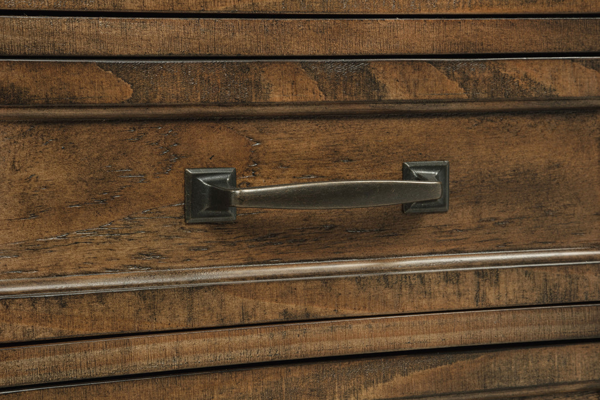Altidore 68-Inch 7-Drawer Executive Desk in Distressed Brown